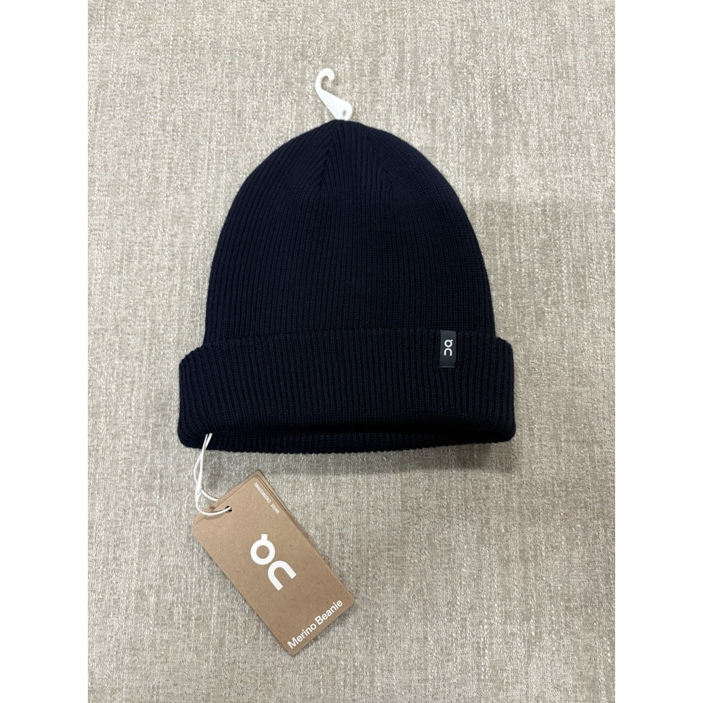 On Cloud Merino Beanie "Midnight" Dark Blue Soft Cuff Knit Hat One Size NWT NEW
